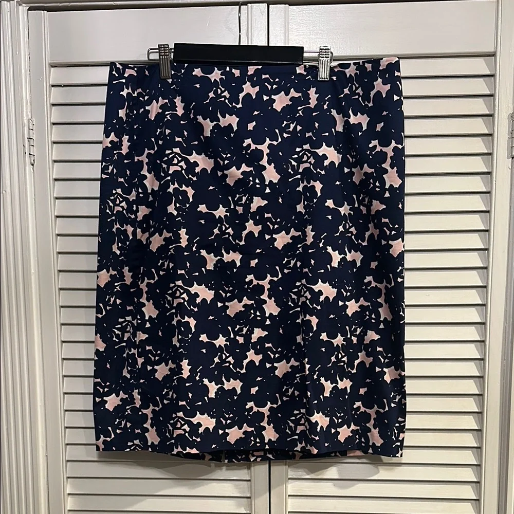 Floral Print Navy and Pencil Pink Skirt - Picture 1 of 2